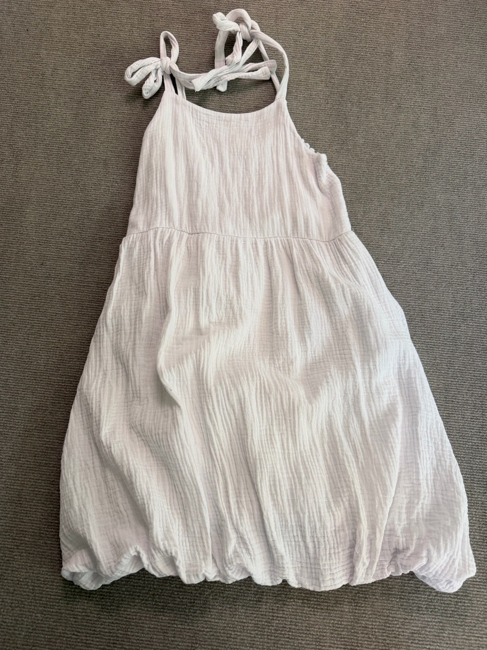 T2Love Girls White Gauze Tie Strap Bubble Hem Dress Made in USA Size 12